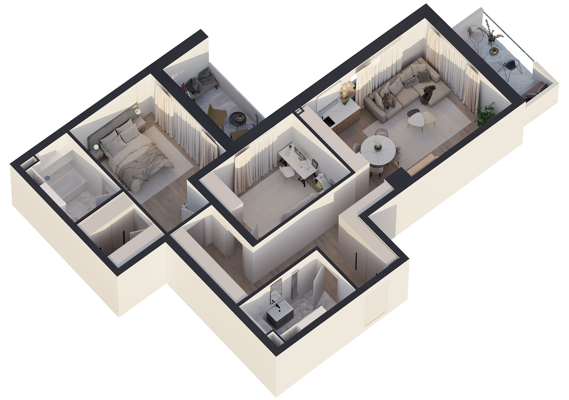 APARTAMENT 3 CAMERE TIP 3 ETAJ 1-9